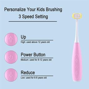 img 1 attached to 🦷 Cellena Kids Electric Toothbrush - U31 Rechargeable 3 Sided Sonic Toothbrushes: Effective Dental Cleaning for Autism Children Ages 5+ (Pink)