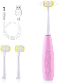 img 4 attached to Электрическая зубная щетка для детей Cellena Kids - U31, перезаряжаемая трехсторонняя зубная щетка: эффективная стоматологическая чистка для детей с аутизмом от 5 лет (розовая)