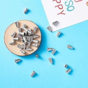 img 2 attached to 🔳 Craftdady 50Pcs Antique Silver Spacer Cone Bead Caps - 10x7mm Tibetan Metal Terminating End Caps for Jewelry Making (Hole: 2mm)