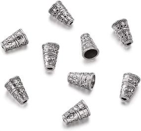 img 3 attached to 🔳 Craftdady 50Pcs Antique Silver Spacer Cone Bead Caps - 10x7mm Tibetan Metal Terminating End Caps for Jewelry Making (Hole: 2mm)