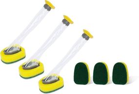 img 3 attached to SPOGEARS Dish Wand Set of 3 - Heavy Duty Dish Scrubber Sponge with Handle, Suction Cup, and 3 Refill Replacement Heads - Ideal for Kitchen Sink Cleaning