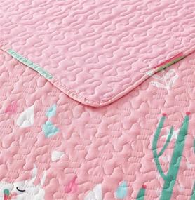 img 1 attached to 🌈 Vibrant Multi-Colored Pink & White Llama Print Kids Bedspread Quilt for Full Size Beds - Golden Quality Bedding #19-06