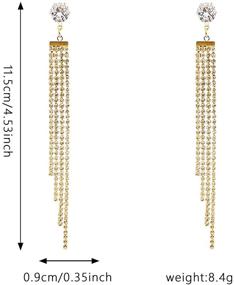 img 1 attached to Glamorous Gold Silver Needle Crystal Rhinestone Tassel Earrings - Luxurious Mother's Day Jewelry with a Wild Twist