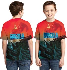 img 2 attached to Godzilla Dinosaur Monsters Printed Black GK5 M Boys' Clothing and Tops, Tees & Shirts