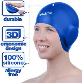 img 1 attached to 🏊 Enhanced 3D Swim Caps for Ultimate Ear Protection - Waterproof Silicone Cap, Unisex Design for Long & Short Hair - Ideal for Adults and Youth