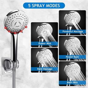 img 2 attached to 🚿 Enhanced Shower Experience: 10 Inch High Pressure Round Rain Shower Head Combo with Adjustable Extension Arm, 5 Settings Handheld Shower Head, and Long Hose for Low Pressure Water