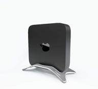 💻 silver aluminum alloy desktop stand for apple mac mini - tinpec vertical holder with anti-slip rubber feet, compatible with apple mac mini 2010 - 2020 logo