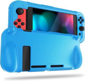 img 4 attached to 🎮 FINTIE Silicone Case for Nintendo Switch - Soft [Anti-Slip] [Shock Proof] Cover with Ergonomic Grip Design, Drop Protection Grip Case (Blue)