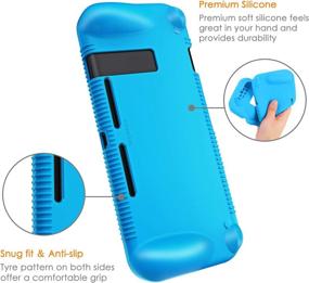 img 1 attached to 🎮 FINTIE Silicone Case for Nintendo Switch - Soft [Anti-Slip] [Shock Proof] Cover with Ergonomic Grip Design, Drop Protection Grip Case (Blue)