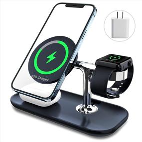 img 4 attached to 🔌 MAKAQI 3 in 1 Magnetic Wireless Charger: iPhone 13/12 Series Charging Stand with 18W PD Plug for AirPods & iWatch