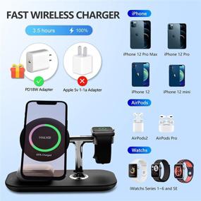 img 2 attached to 🔌 MAKAQI 3 in 1 Magnetic Wireless Charger: iPhone 13/12 Series Charging Stand with 18W PD Plug for AirPods & iWatch
