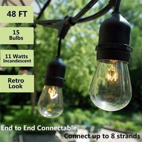 img 1 attached to S14 Outdoor Patio String Lights - 48ft, Waterproof, Connectable, 15 Edison Bulbs - Perfect for Backyard Deck Party Decor