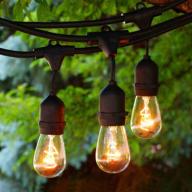 s14 outdoor patio string lights - 48ft, waterproof, connectable, 15 edison bulbs - perfect for backyard deck party decor logo