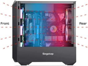 img 3 attached to 💻 Segotep Typhoon ATX Mid Tower Gaming Case: Вертикальное крепление графической карты, порты USB 3.0, закаленное стекло, улучшенное управление кабелями и воздушным потоком, черный.