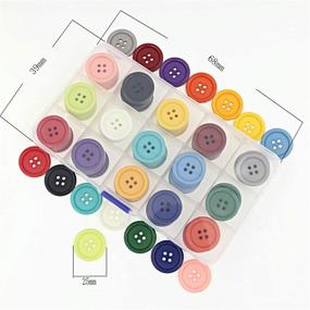 img 1 attached to 🌈 Resin Buttons for Sewing Crafts and Scrapbooking - 22.5mm - Multicolor Buttons for Children's DIY Projects - 15 Vibrant Shades - Pack of 105 Pcs with Box (7 Pcs per Color) by Leekayer