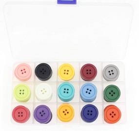 img 3 attached to 🌈 Resin Buttons for Sewing Crafts and Scrapbooking - 22.5mm - Multicolor Buttons for Children's DIY Projects - 15 Vibrant Shades - Pack of 105 Pcs with Box (7 Pcs per Color) by Leekayer