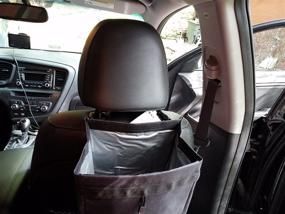 img 2 attached to 🗑️ Maxsa 21520 Водонепроницаемый мусорный бак на спинке сиденья: надежное закрытие на липучке, стильный черный дизайн.