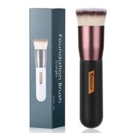 💄 professional flat top kabuki foundation brush for perfect liquid, cream, powder, and blush application - premium face makeup tool (black, a) logo