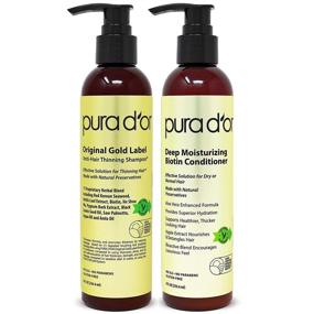 img 4 attached to 💆 PURA D'OR Biotin Original Gold Label Anti-Thinning (2 x 8oz) Shampoo & Conditioner Set, Evidence-Based Effective Solution with Herbal Ingredients, Suitable for All Hair Types, Men & Women (Packaging Variations Possible)