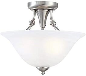 img 3 attached to 🔆 Bristol 13x11 Semi-Flush Ceiling Fixture - Hardware House 544676, Brushed Nickel Finish, Alabaster Glass Shade