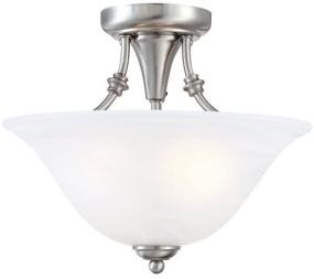 img 2 attached to 🔆 Bristol 13x11 Semi-Flush Ceiling Fixture - Hardware House 544676, Brushed Nickel Finish, Alabaster Glass Shade