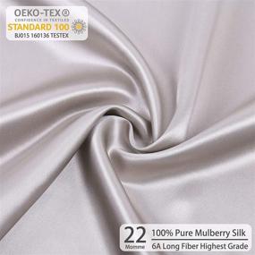 img 3 attached to Premium 22 Momme 6A Long Fiber 100% Mulberry Silk Pillowcase for Hair and Skin - Silver Grey, Queen Size with Invisible Zipper