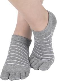 img 2 attached to Colorful Low Cut Toe Socks: 5 Pairs of Stripe Five Finger Socks for Women and Girls