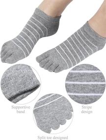 img 3 attached to Colorful Low Cut Toe Socks: 5 Pairs of Stripe Five Finger Socks for Women and Girls