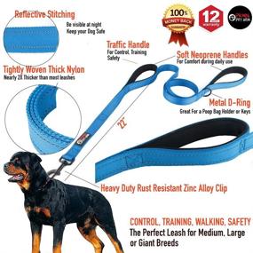 img 3 attached to 🐾 Primal Pet Gear 8ft Dog Leash - Blue - Traffic Padded Dual Handle - Heavy Duty - Control Safety Training - Leads for Large or Medium Dogs - Double Handle Leash for Control and Safety