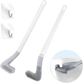 img 4 attached to 🚽 Homgaty 2 Pack Golf Toilet Brush: Flexible Bendable Silicone Brush for a Spotless Bathroom - Wall Mounted with 360° Cleaning Action