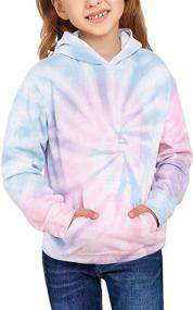 img 3 attached to GRAPENT Girls Tie Dye Print Active Hoodie Long Sleeve Sweatshirts Pullover Tops, Ages 4-13 Years