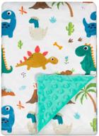 soft plush minky baby blanket with dotted backing - ideal shower gift for newborns, boys and girls (green dinosaur, 30 x 40 inches) logo