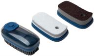 🧼 hanman 3pcs multipurpose cleaning brush set: efficient dish scrubber with soap dispenser, kitchen cleaning brushes - clothes brush, emery brush, sponge brush (blue) logo