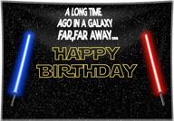 allenjoy 84x60inch durable fabric galaxy birthday backdrop for star black sky universe photography background at kids boy party - blue and red lightsaber decorations, war theme banner, and photo gift idea. logo