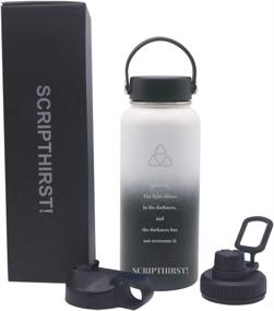 img 4 attached to 🥤 SCRIPTHIRST Stainless Steel Water Bottle Canteen: 3 Lids, 2 Straws, Christian Scriptures - Double Wall Vacuum Flask for Outdoor Activities