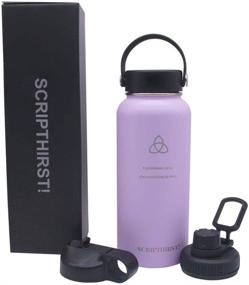 img 2 attached to 🥤 SCRIPTHIRST Stainless Steel Water Bottle Canteen: 3 Lids, 2 Straws, Christian Scriptures - Double Wall Vacuum Flask for Outdoor Activities