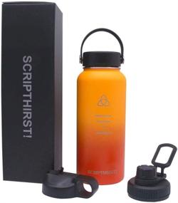 img 1 attached to 🥤 SCRIPTHIRST Stainless Steel Water Bottle Canteen: 3 Lids, 2 Straws, Christian Scriptures - Double Wall Vacuum Flask for Outdoor Activities