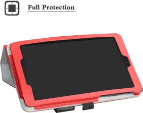 img 2 attached to 🔴 Red Alcatel Joy Tab Keyboard Case - Bige Slim Stand PU Leather Cover With Removable Wireless Keyboard. Compatible with T-Mobile Alcatel Joy Tab 2019 and Alcatel 3T 8-inch Tablet from 2018