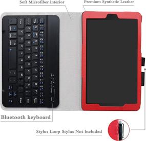 img 1 attached to 🔴 Red Alcatel Joy Tab Keyboard Case - Bige Slim Stand PU Leather Cover With Removable Wireless Keyboard. Compatible with T-Mobile Alcatel Joy Tab 2019 and Alcatel 3T 8-inch Tablet from 2018