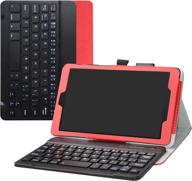 🔴 red alcatel joy tab keyboard case - bige slim stand pu leather cover with removable wireless keyboard. compatible with t-mobile alcatel joy tab 2019 and alcatel 3t 8-inch tablet from 2018 логотип