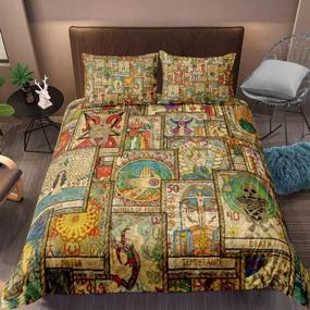 img 3 attached to 🔮 Mysterious 3D Retro Witch Wiccan Fortune-Telling Elements Tarot Cards Bedding Set - Queen Size, 3 Pieces with Zipper for Kids, Teens, and Adults (No Comforter Included)