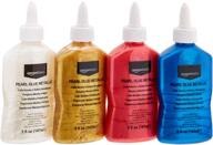 🌈 amazon basics glittery metallic glue, assorted colors, washable, 5-oz each, pack of 4 logo