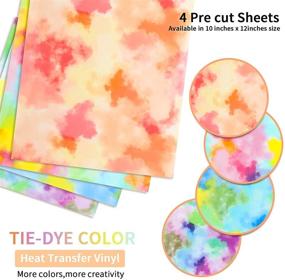 img 3 attached to 🌈 TIANLAI Tie Dye HTV Pattern Vinyl Bundle - 4 Pack 12x10" Iron-On Vinyl for Cricut and Silhouette, Glossy PU Pattern Printed HTV Sheets