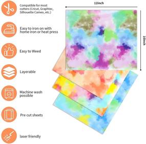 img 2 attached to 🌈 TIANLAI Tie Dye HTV Pattern Vinyl Bundle - 4 Pack 12x10" Iron-On Vinyl for Cricut and Silhouette, Glossy PU Pattern Printed HTV Sheets