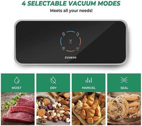 img 2 attached to 🔒 ZUUKOO Vacuum Sealer Machine - Automatic Food Saver for Dry & Moist Foods, with Manual & Seal Modes, One-Touch Operation, High Suction Air Sealing System, Includes 10 Bags - Ideal for Food Preservation