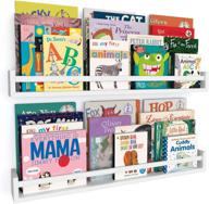 📚 set of 2 white wall mounted nursery bookshelves - wallniture utah 32" wood floating book shelves for kids room logo