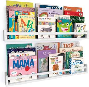 img 4 attached to 📚 Set of 2 White Wall Mounted Nursery Bookshelves - Wallniture Utah 32" Wood Floating Book Shelves for Kids Room