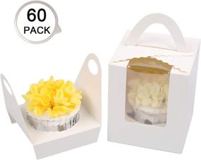 img 3 attached to 🧁 White Individual Cupcake Containers with Handle and Inserts - Set of 60 PCS