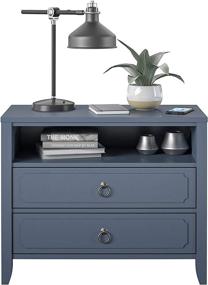 img 1 attached to 👑 Exceptional and Chic: Novogratz Her Majesty 2 Drawer Nightstand in Blue