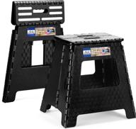 acstep 16” heavy duty folding step stool for adults, enhanced sturdiness and safety, holds up to 330 lbs. compact foldable plastic stepping stool ideal for kitchen, black logo